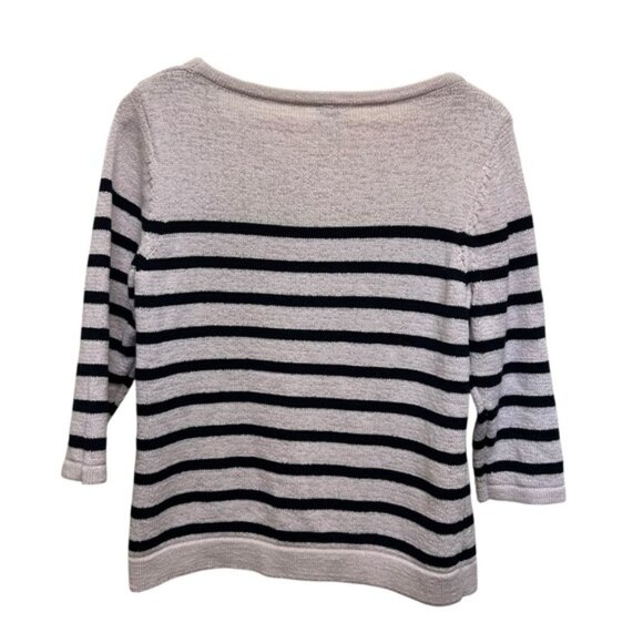 Precis Off White Blue Nautical Stripe Knit Top Size M Petite - Picture 3 of 5